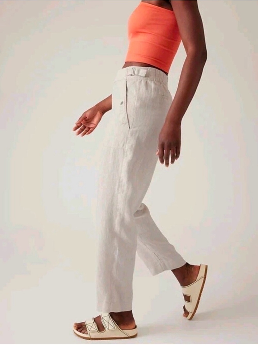 NWT Athleta Voyager Linen pants, 6, Off White natural beige tan sand - Picture 3 of 6